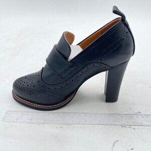 YDN Black mid-heel women's leather shoes high heels Pump